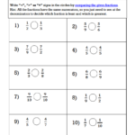 Comparing Fractions With Unlike Denominators Worksheet
