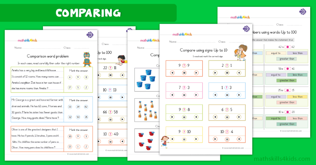 Comparing Numbers Worksheets For Grade 1 Greater Than 