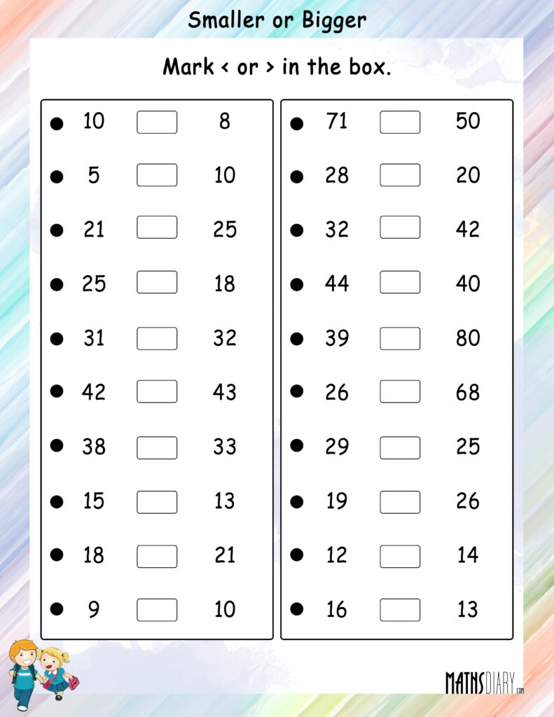 Comparing Numbers Worksheets To Print Comparing Numbers 