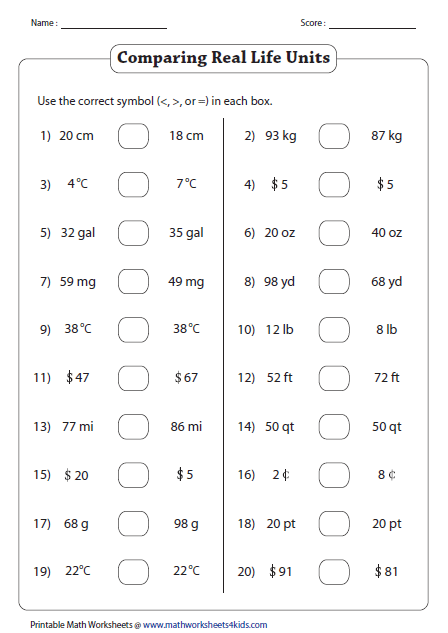 Comparing Whole Numbers Worksheets 4th Grade Worksheets