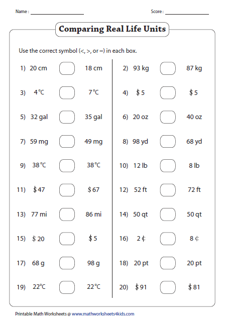 Comparing Whole Numbers Worksheets 4th Grade Worksheets 