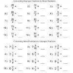 Converting Improper Fractions Mixed Numbers Worksheets