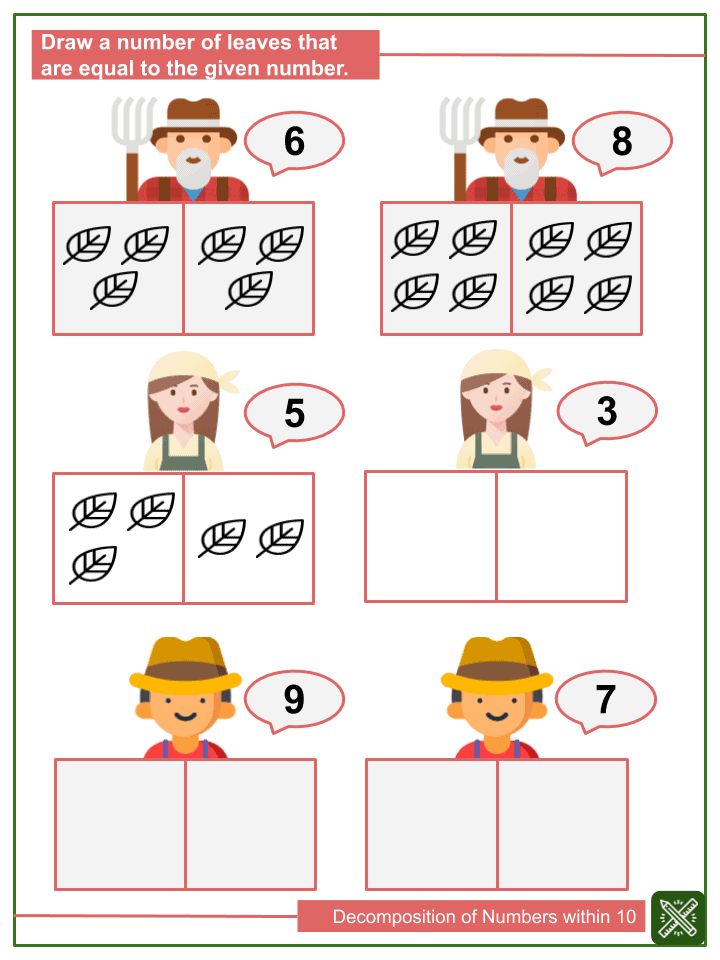 Decomposition Of Numbers Within 10 Kindergarten Math 