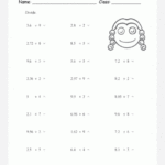 Division Of Decimals By Whole Numbers Worksheets