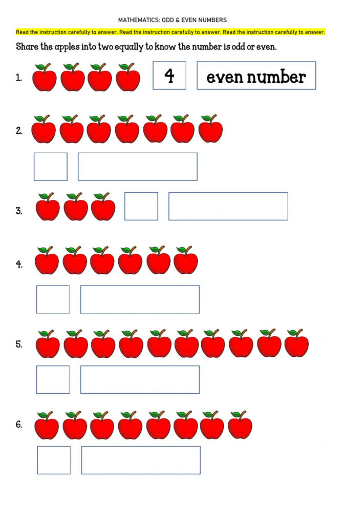 Ejercicio De Worksheet 22 Odd And Even Numbers