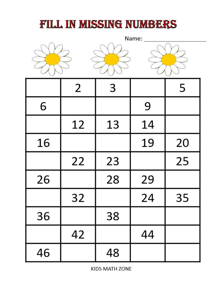 Fill In Missing Numbers Printable Worksheets Preschool