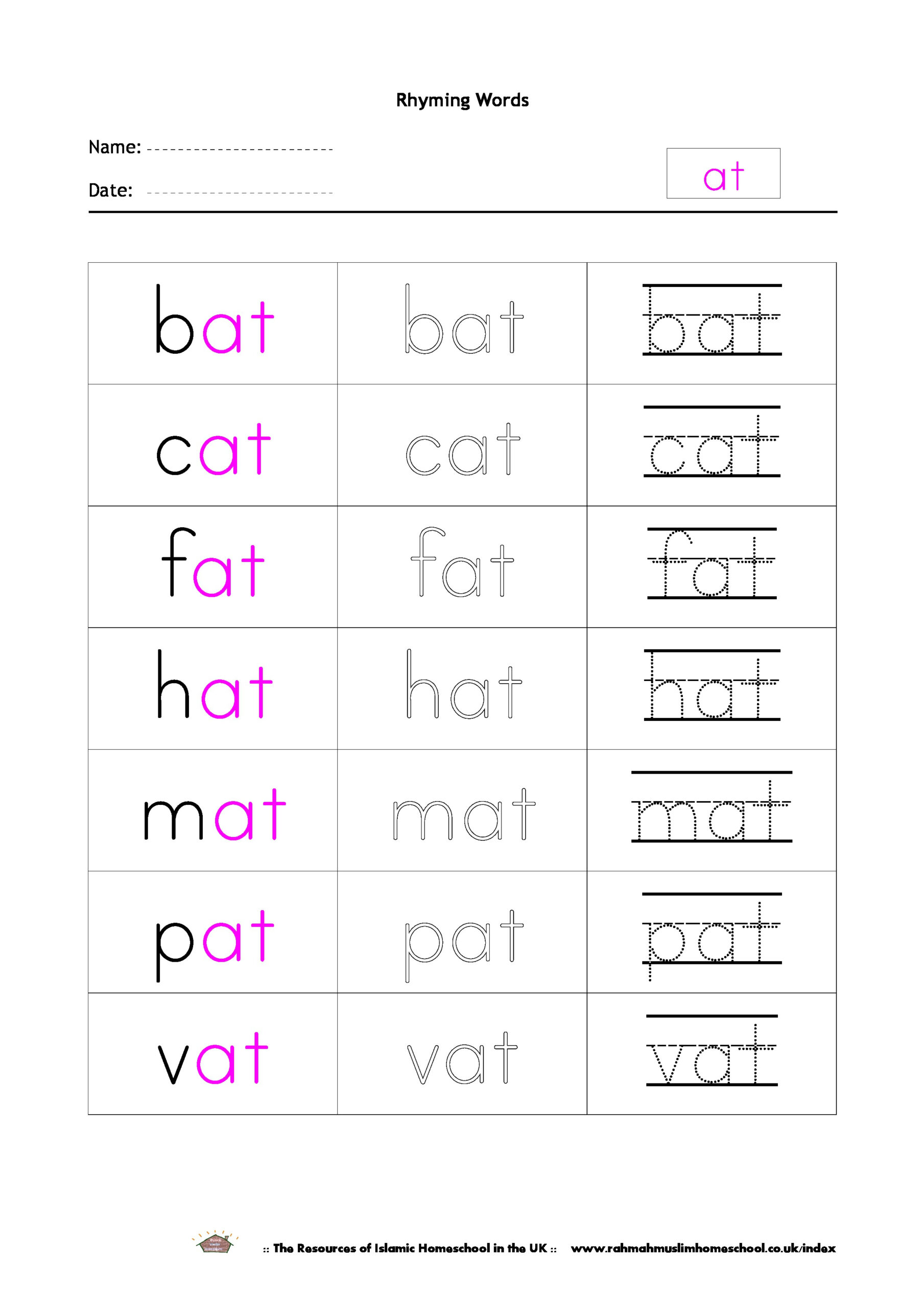 Free Rhyming Words Worksheet at The Resources Of 
