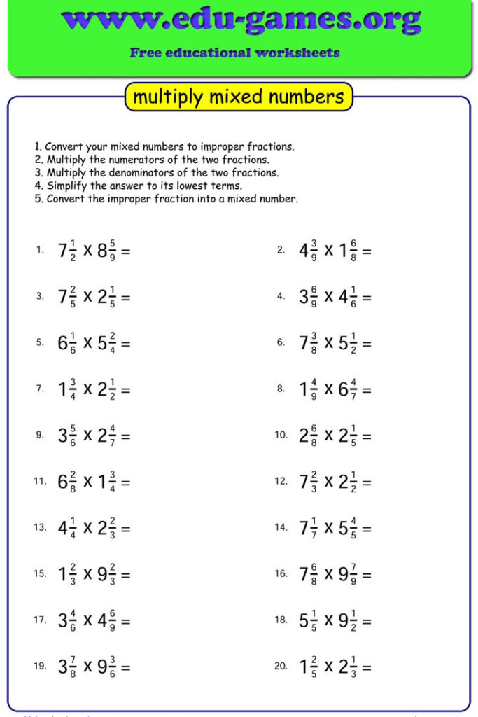 Free Worksheets For Practicing Multiplication With Mixed 
