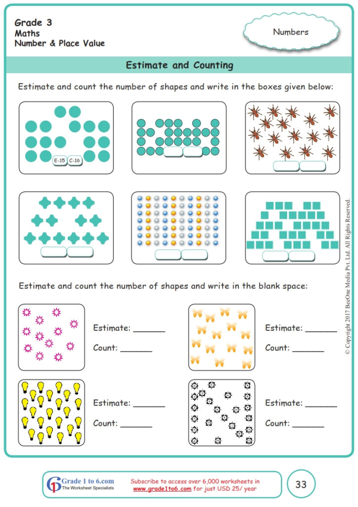 Grade 3 Estimating Rounding Worksheets www grade1to6