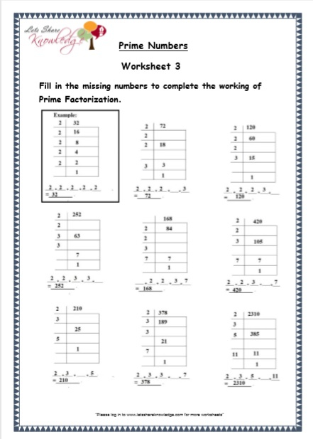 Grade 5 Maths Resources Prime Numbers Printable 
