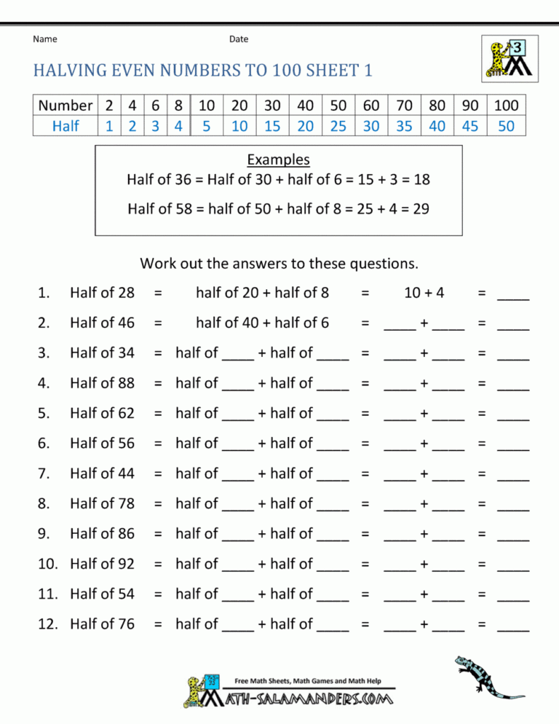 Halving Odd Numbers Worksheet Year 1 Halting Time