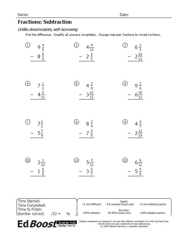 Image Result For Methods For Subtracting Mixed Fractions
