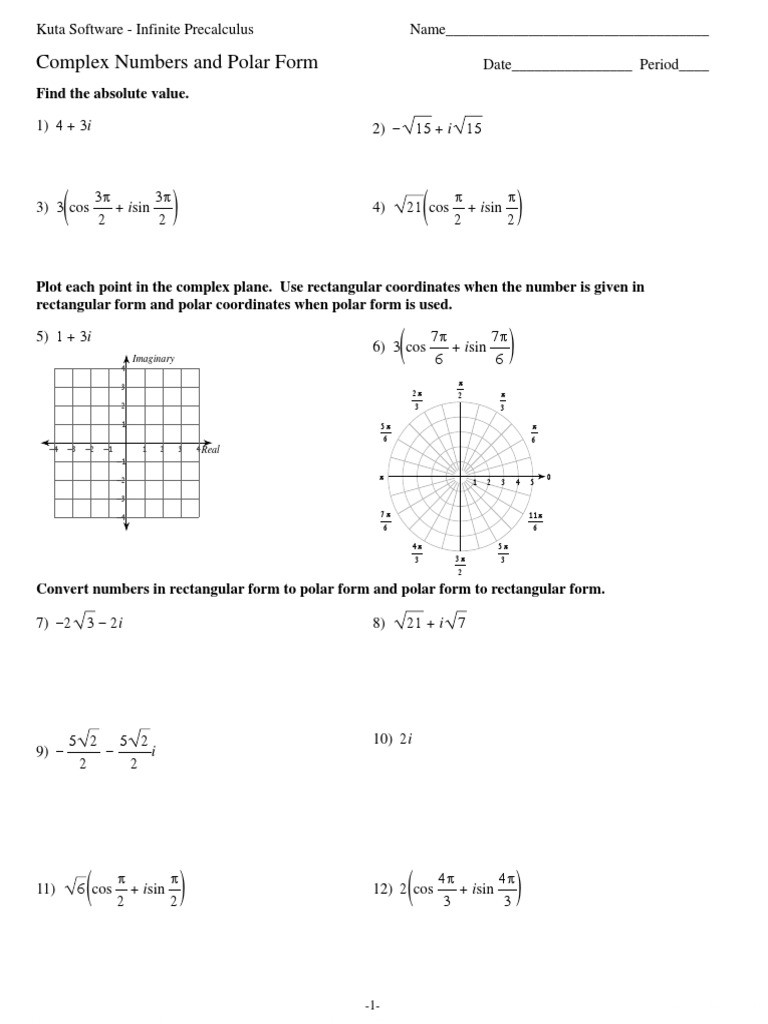 Imaginary Numbers Worksheet With Answers Worksheet For