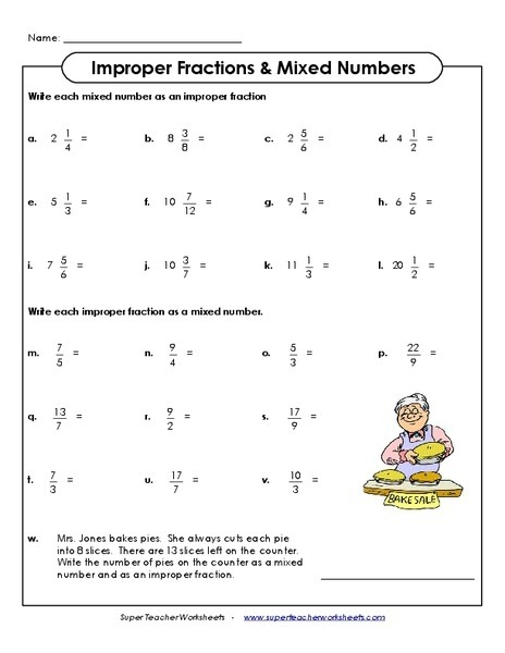 Improper Fractions To Mixed Numbers Worksheets 4th Grade 