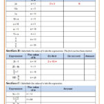 KS3 KS4 Substitution Maths Worksheet Substitution