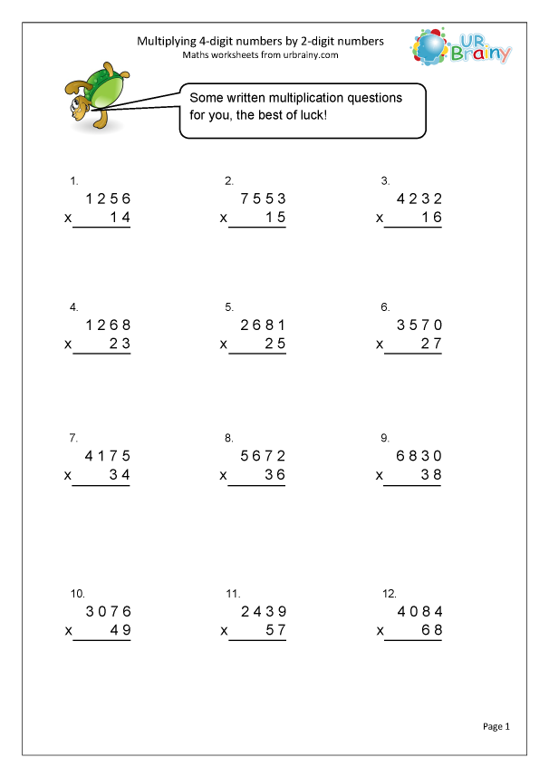 Long Multiplication 4 digits By 2 digits Multiplication 