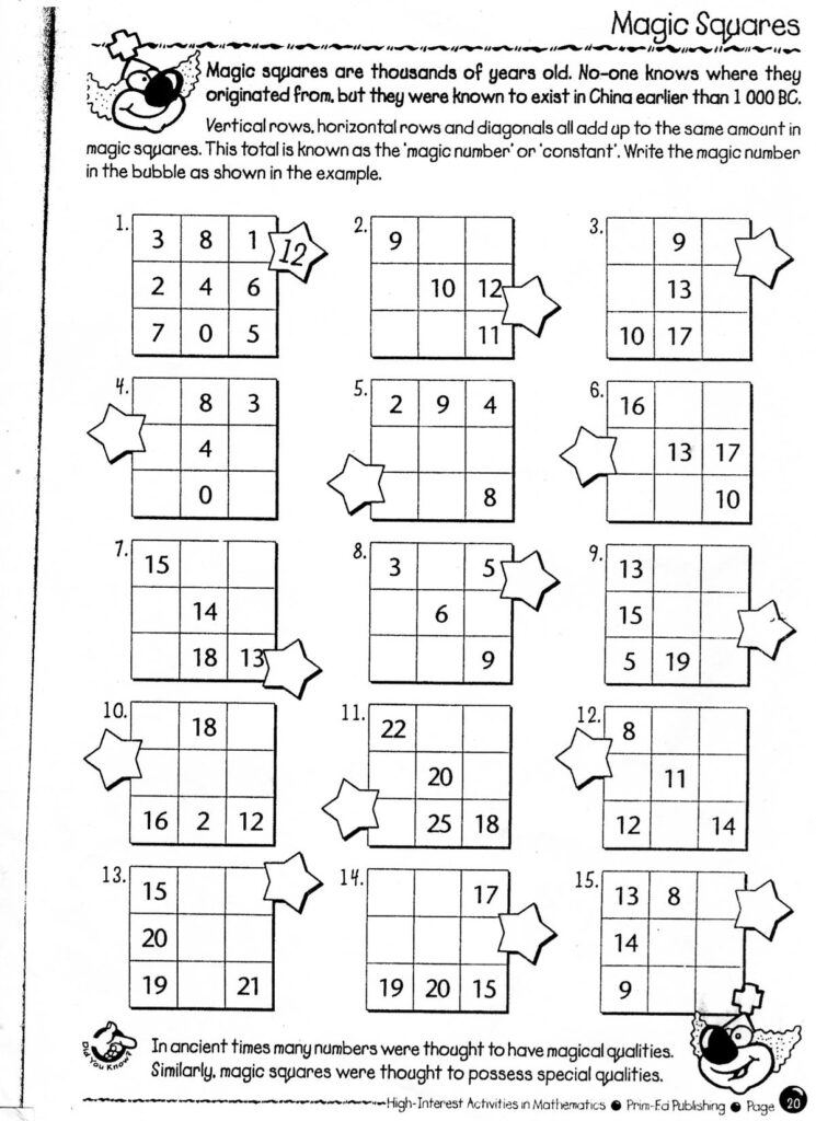 Magic Square Magic Squares Magic Squares Math 