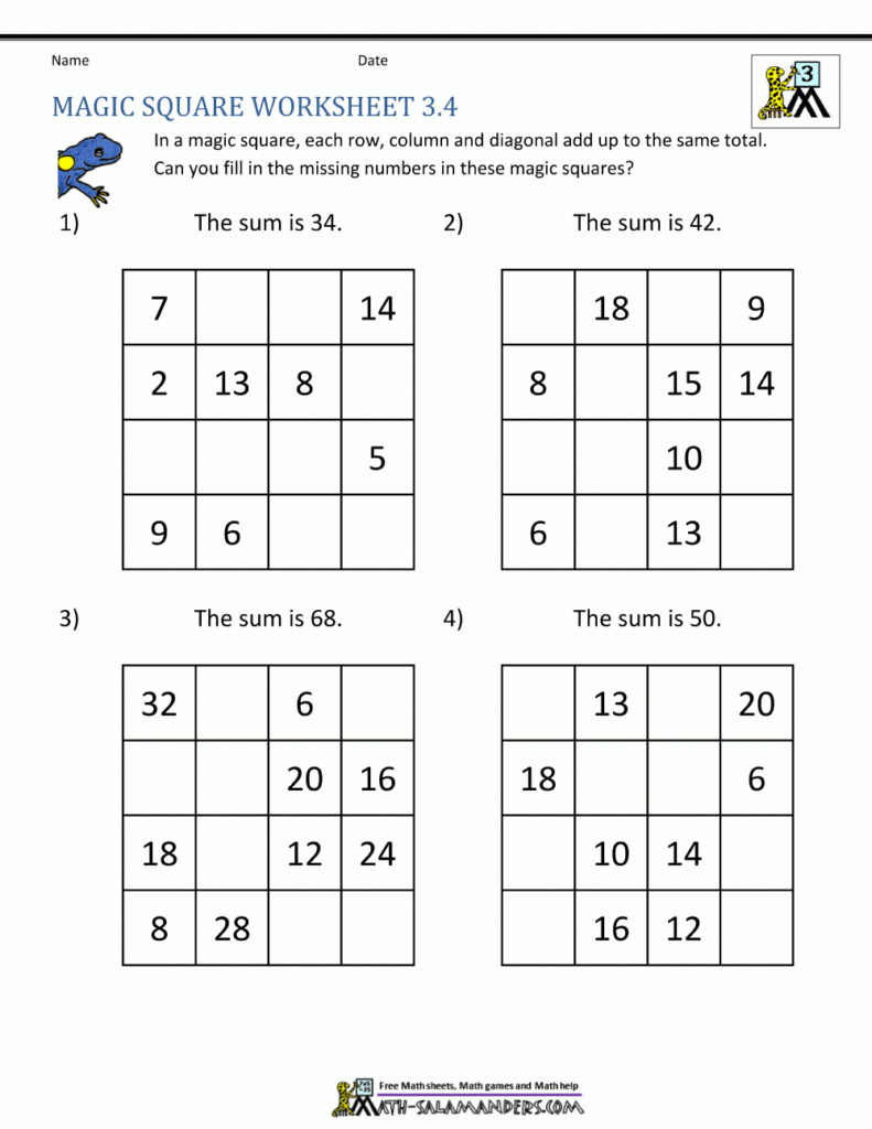 Magic Square Worksheets