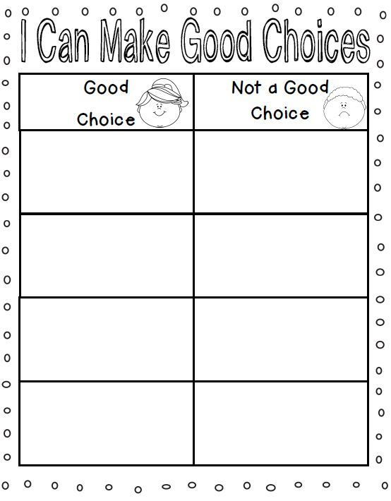 Making Good Choices Worksheets For Kindergarten Free 