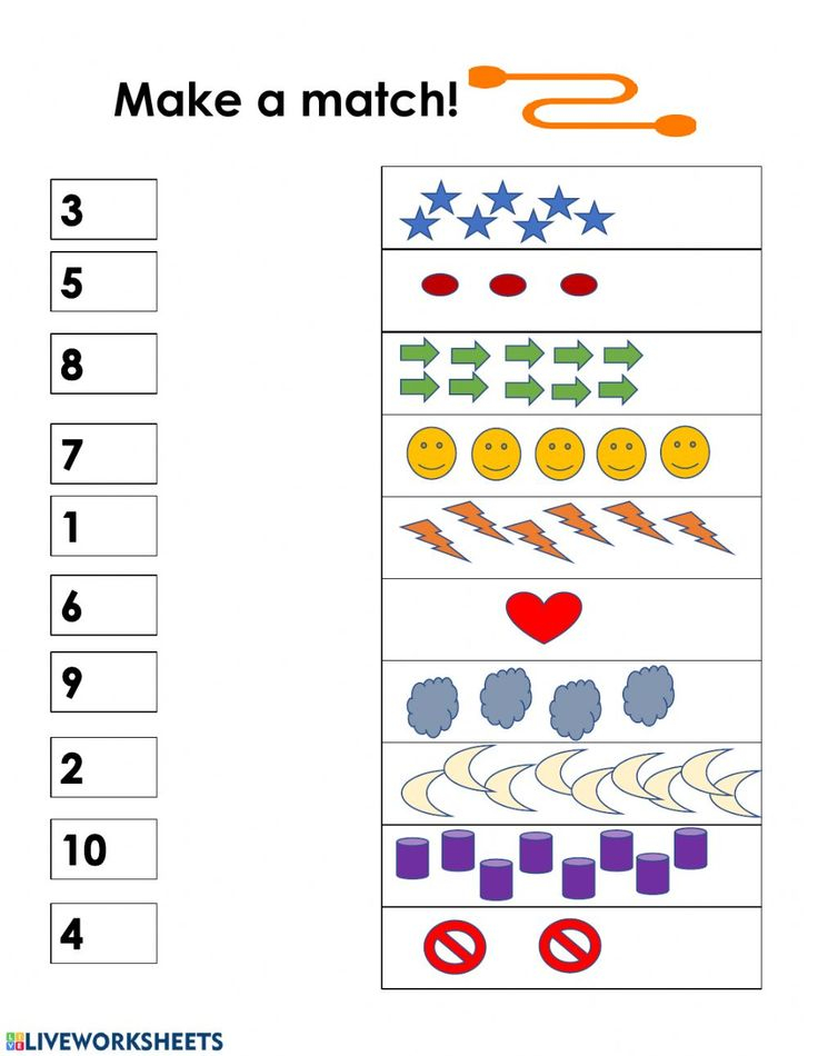 Match 1 10 Ficha Interactiva Numbers Kindergarten 