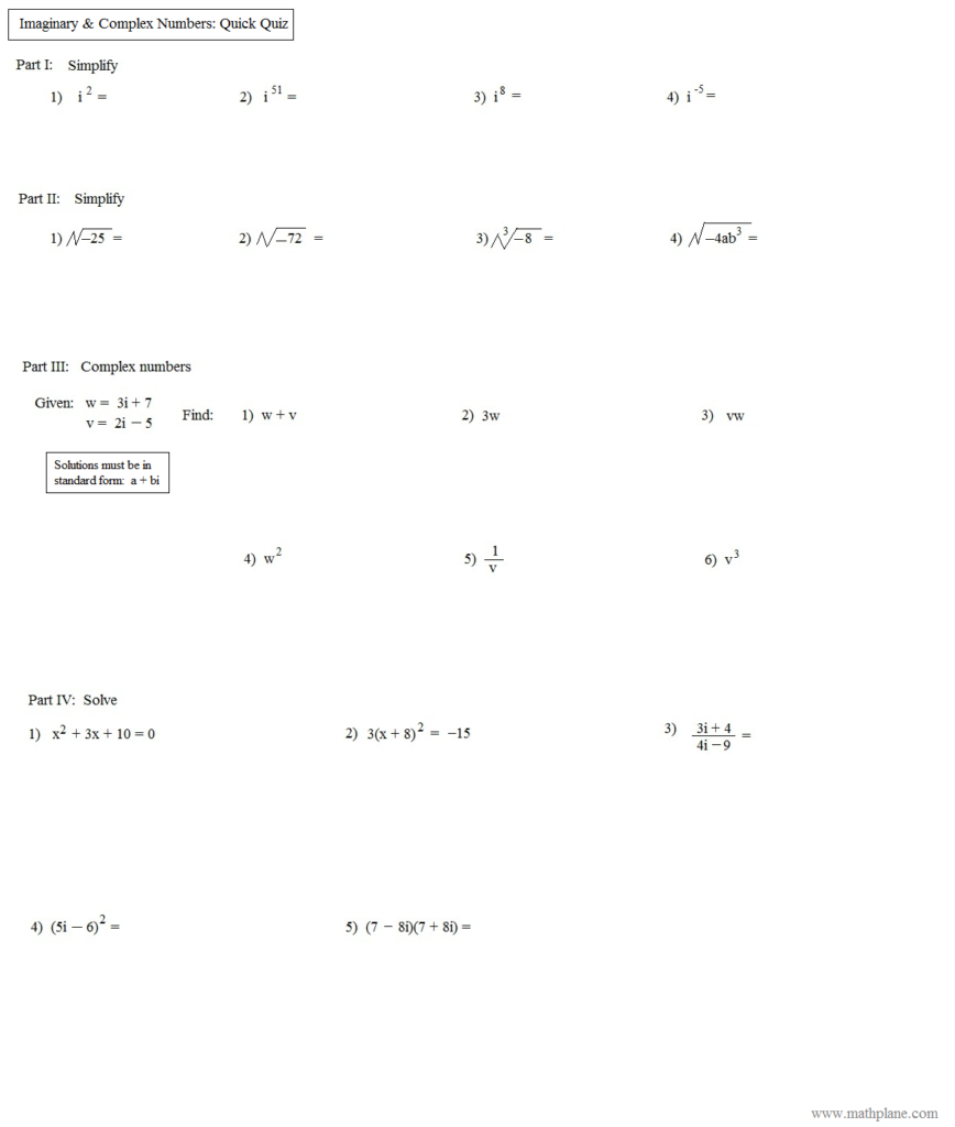 Math Plane Imaginary And Complex Numbers