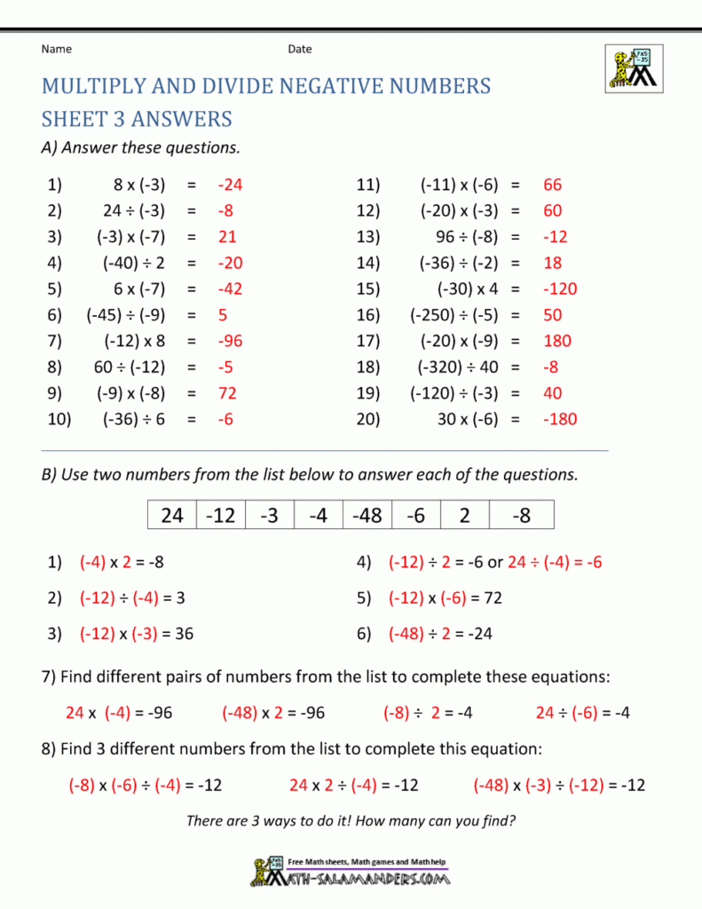 Multiplication And Division Of Positive And Negative