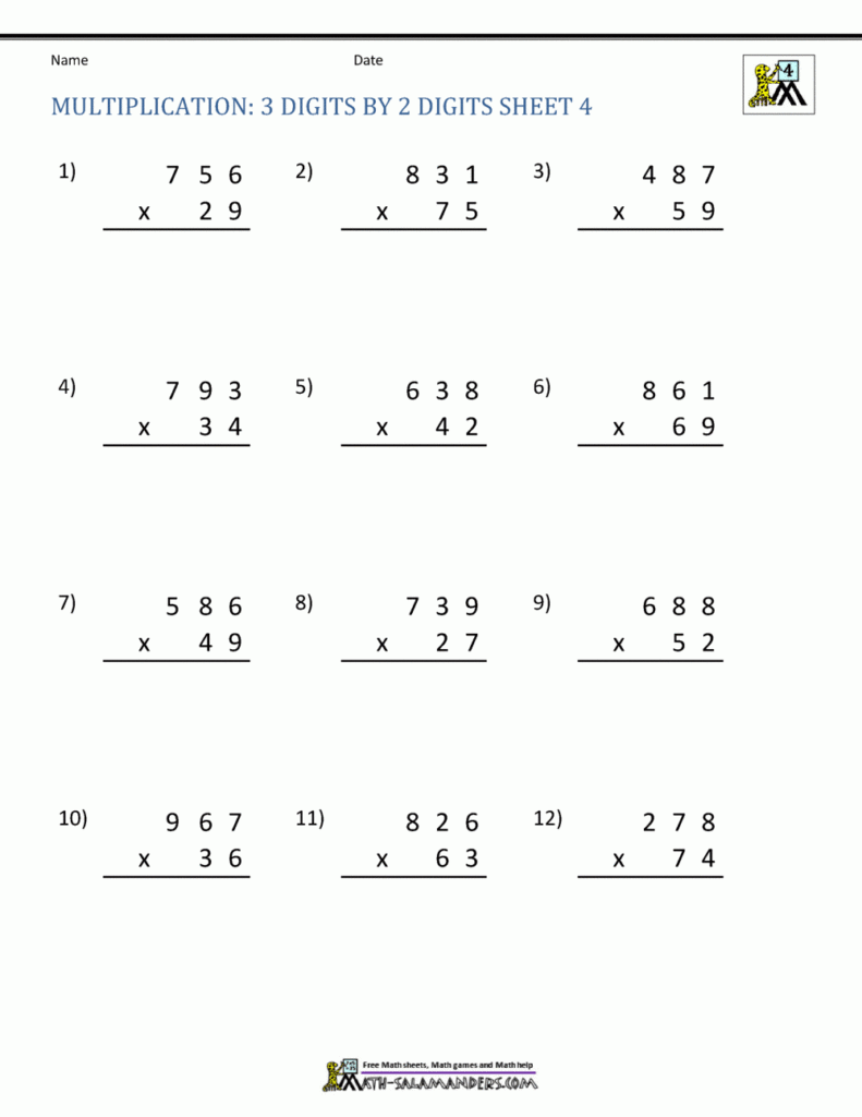 Multiplication Sheets 4th Grade