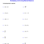 Multiplying And Dividing Rational Numbers Worksheets