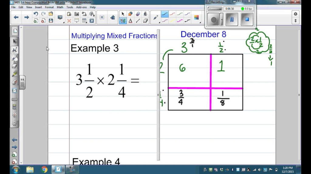 Multiplying Mixed Numbers With An Area Model YouTube