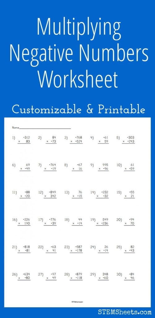 Multiplying Negative Numbers Worksheet Number Worksheets