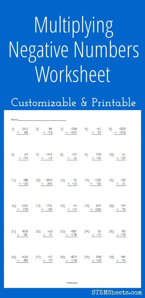 Multiplying Negative Numbers Worksheet Number Worksheets 