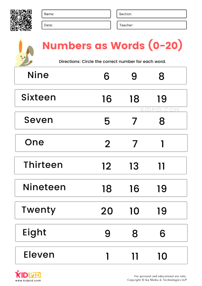 Naming Numbers Worksheets For Grade 1 Kidpid