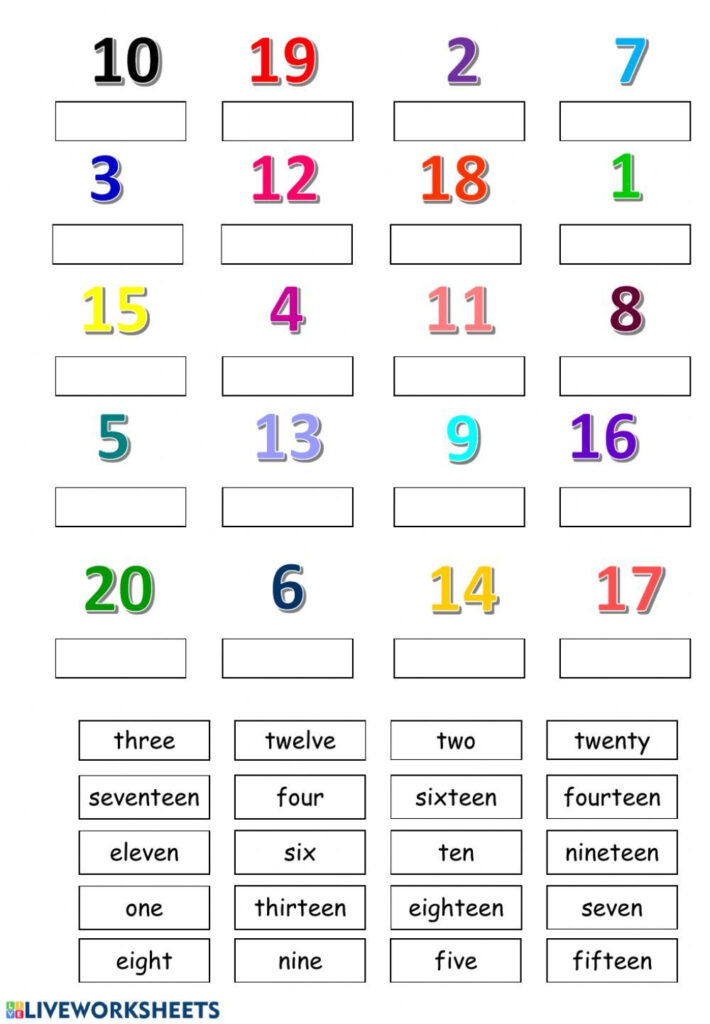 English Numbers 1 20 Worksheets Pdf