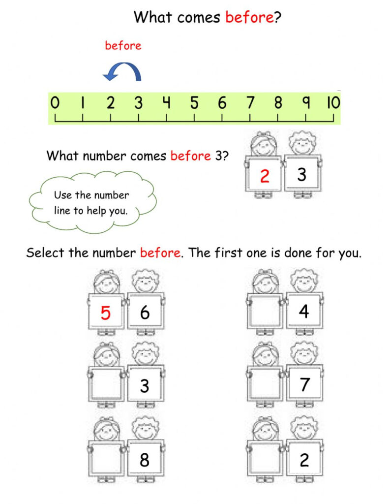 Number Before Worksheet