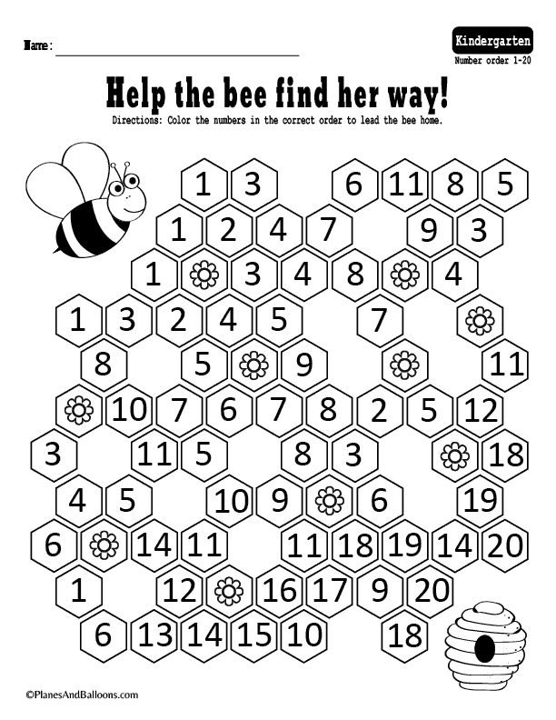 Number Order Activities For Kindergarten Free Printable 