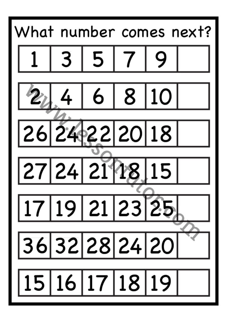 Number Patterns Worksheet 1st Grade 6 Lesson Tutor