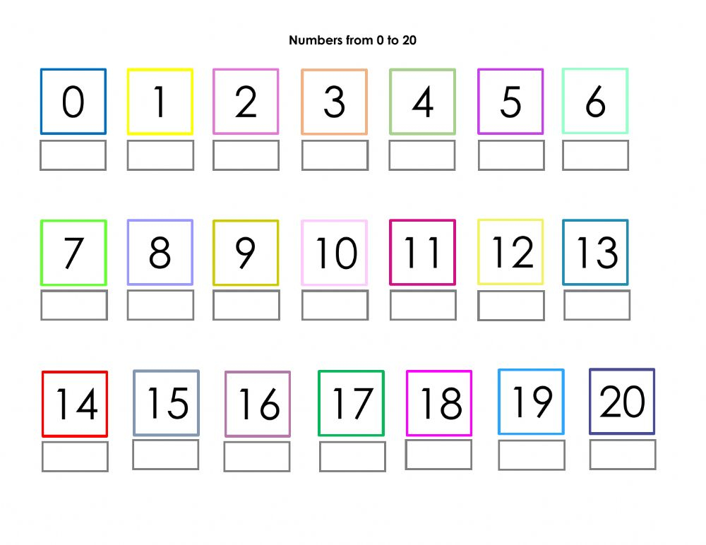 Numbers 0 20 Activity