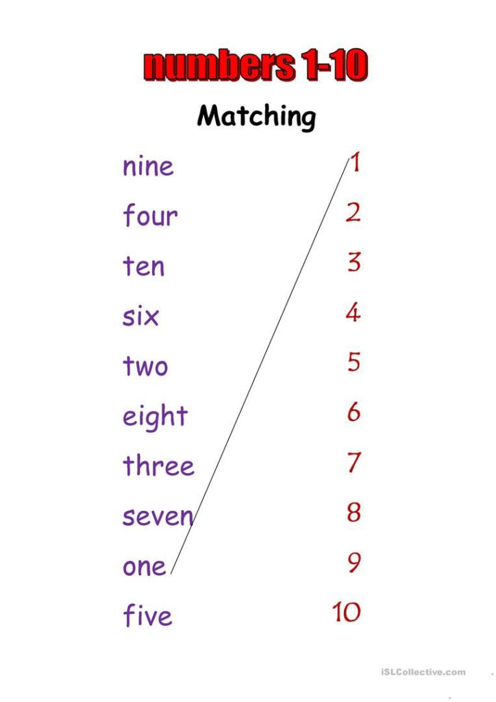 Numbers 1 10 English ESL Worksheets Numbers 1 10 