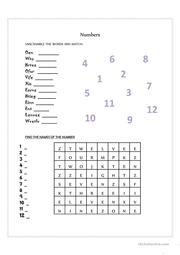 Numbers 1 12 Worksheet Free ESL Printable Worksheets