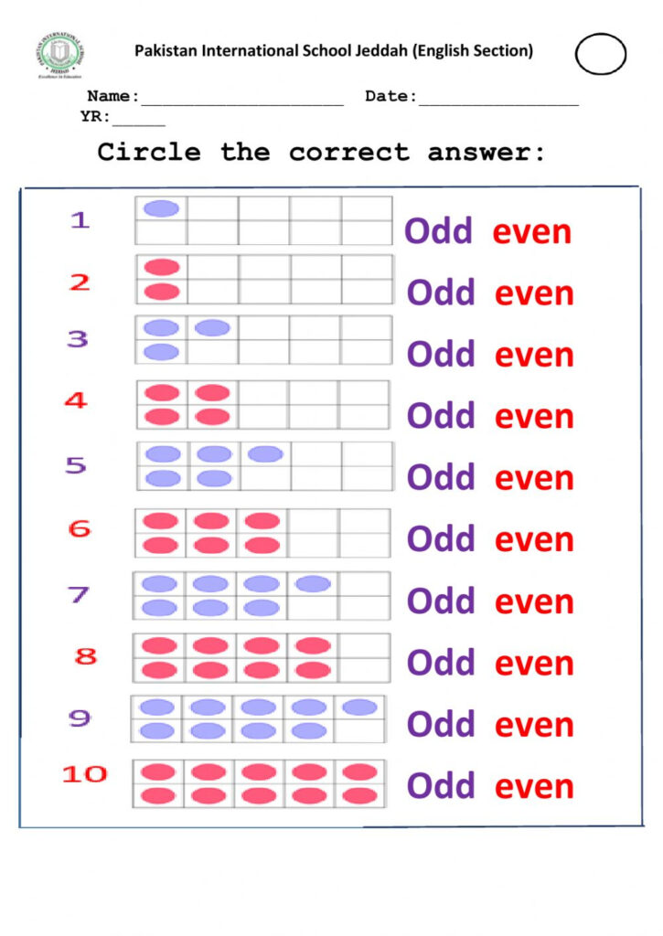Odd And Even Numbers Exercise