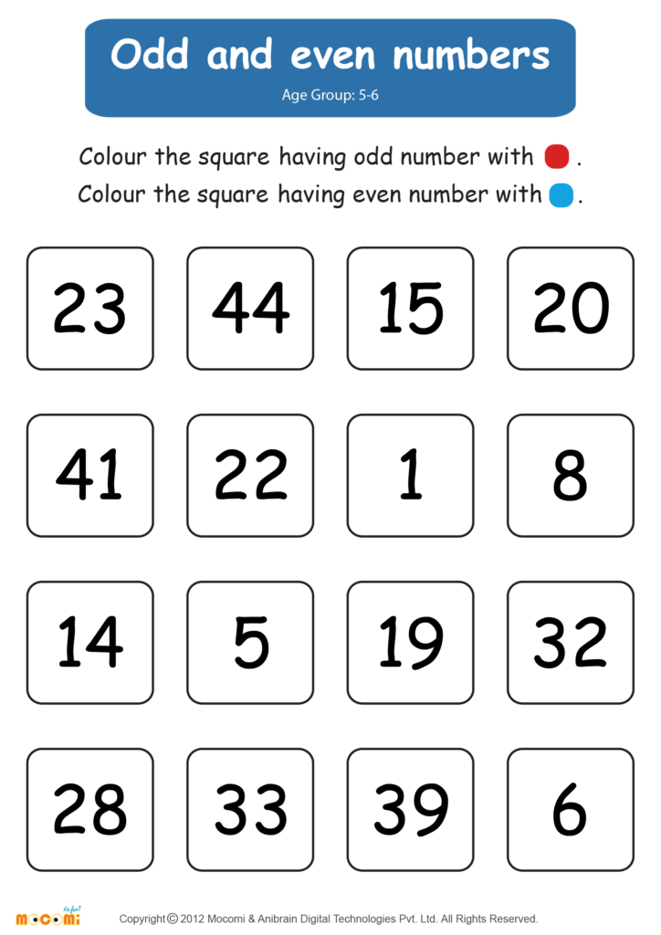 Odd And Even Numbers Worksheet for Kids Mocomi