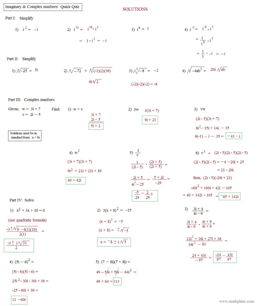 Operations With Complex Numbers Worksheet Yooob Db excel