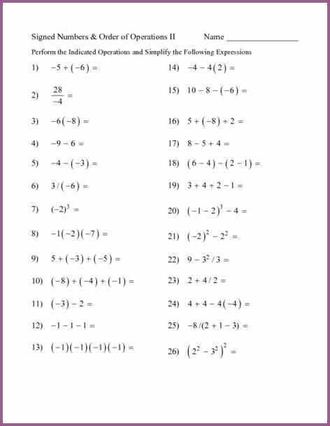 Order Of Operation Worksheet Homeschooldressage