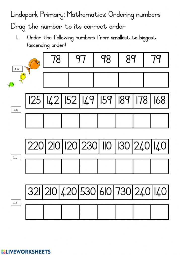 Ordering Numbers Worksheet