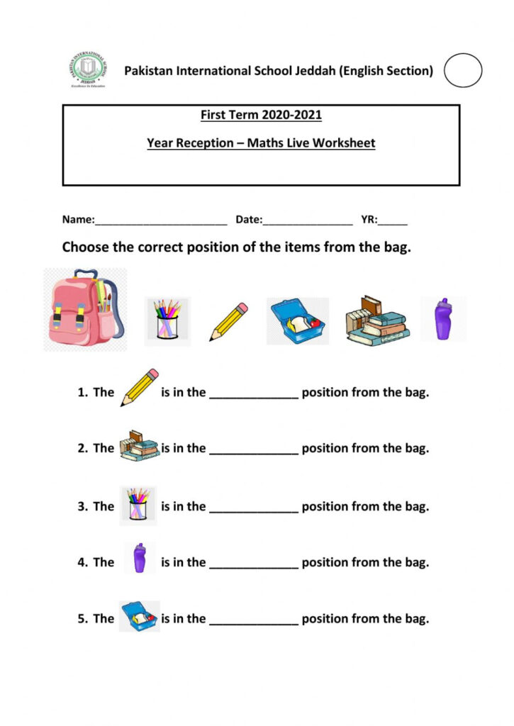 Ordinal Numbers Interactive Worksheet For Year Reception