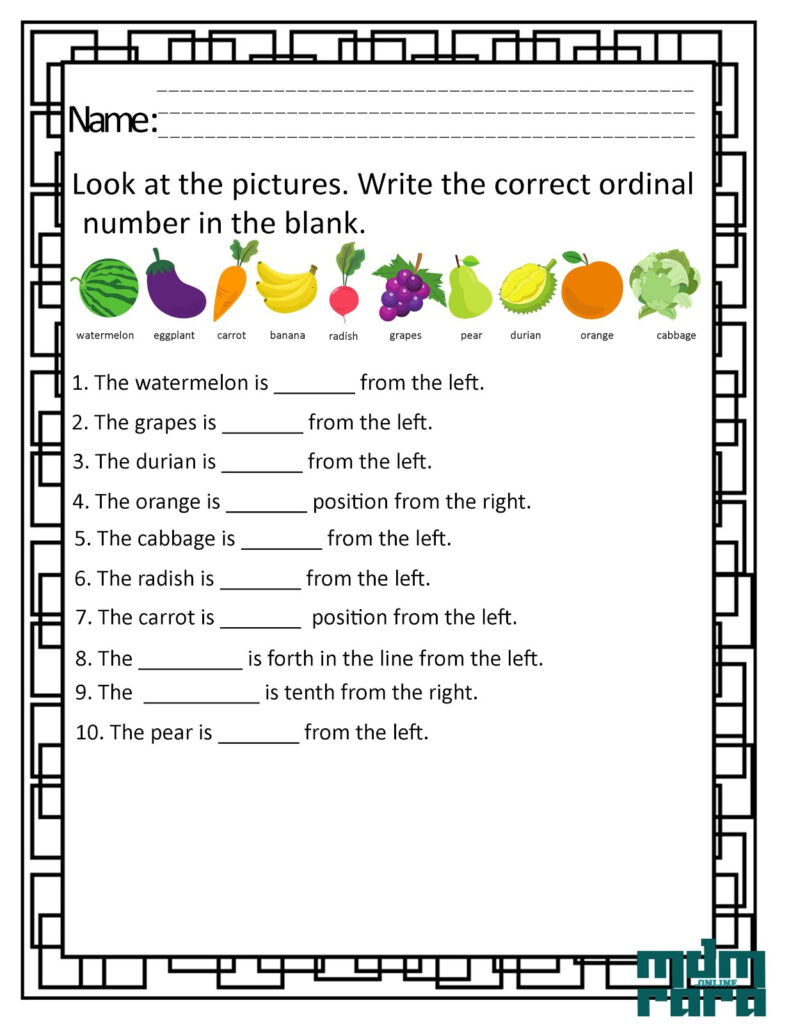 Ordinal Numbers Worksheets Mdmrara