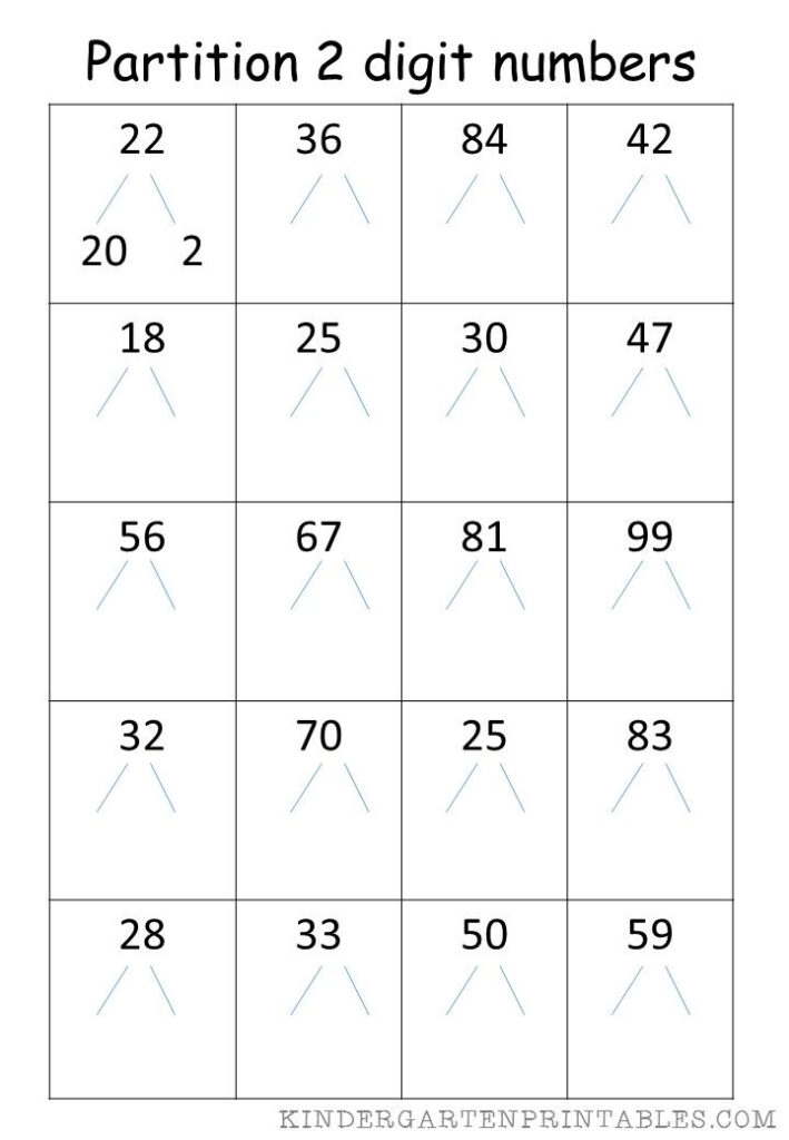 Partition 2 Digit Numbers Worksheet Free Printables 