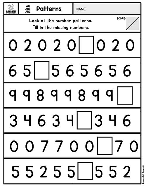 Pattern Worksheets Superstar Worksheets