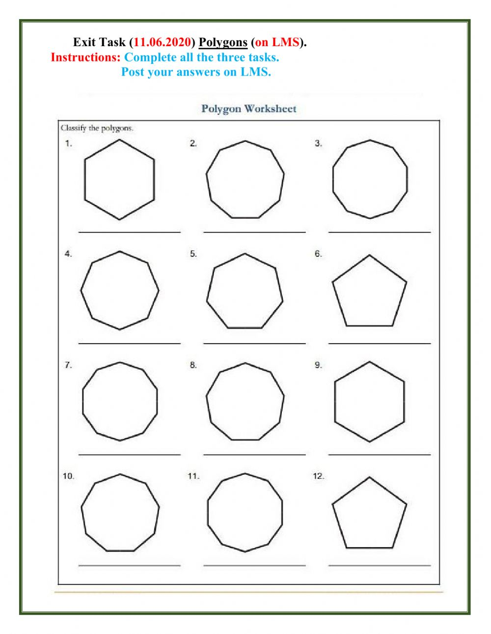 Polygon Interactive Worksheet