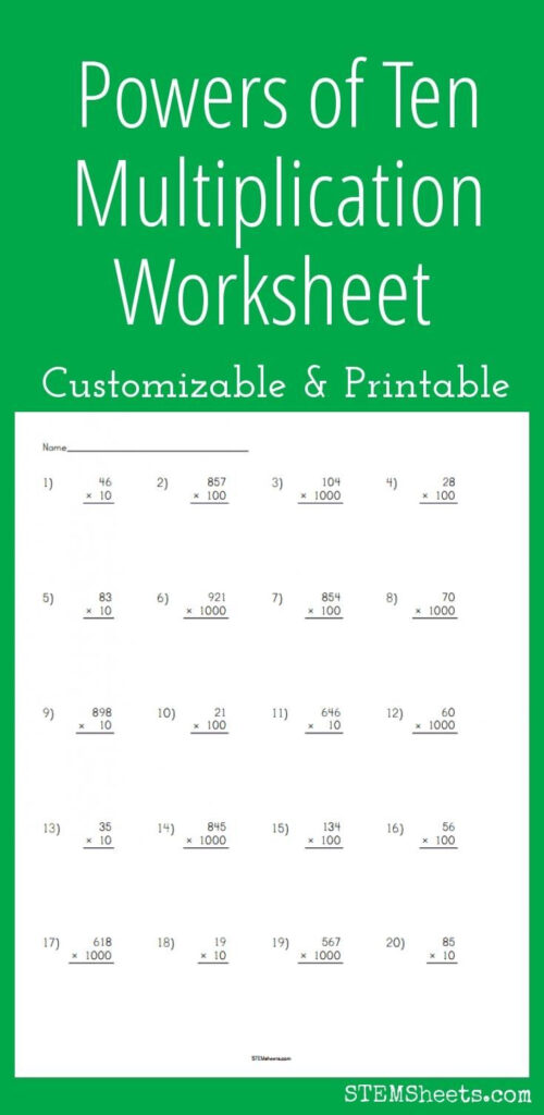 Powers Of Ten Multiplication Worksheet Customizable And 